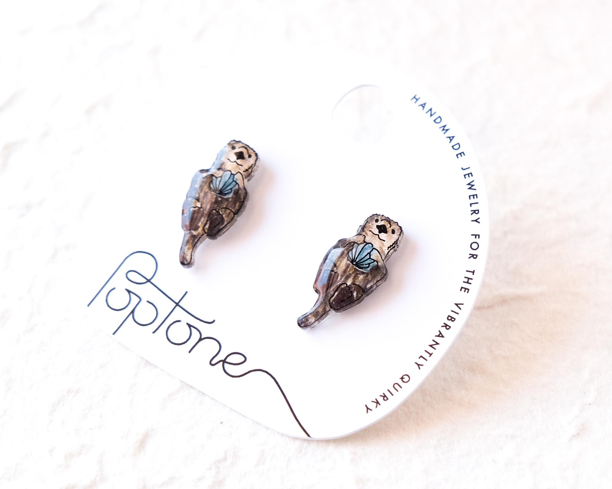 Sea Otter Stud Earrings – Cute Kawaii Marine Jewelry