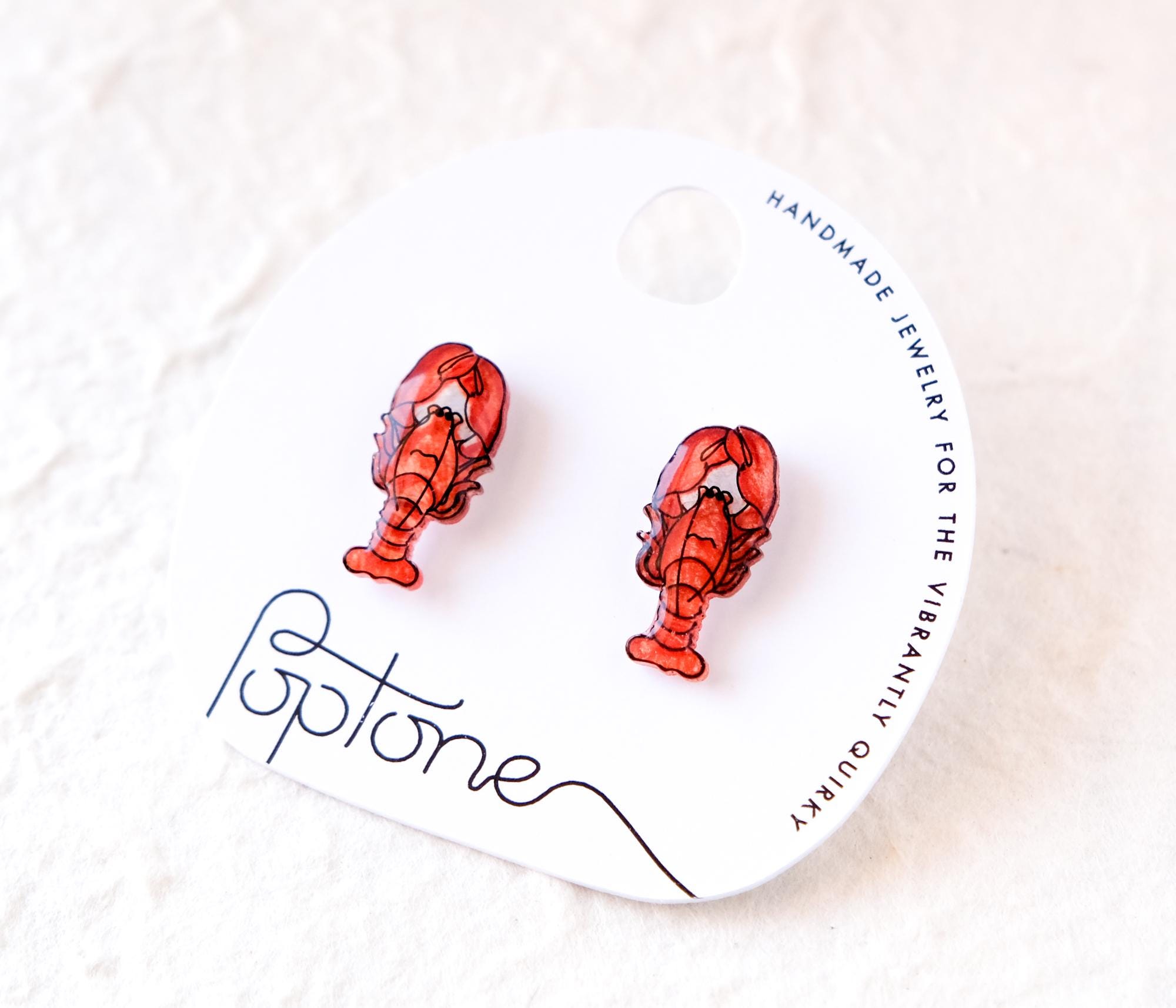 Red Lobster Stud Earrings – Summer Nautical Ocean Fisherman Core Coastal Seafood Gift