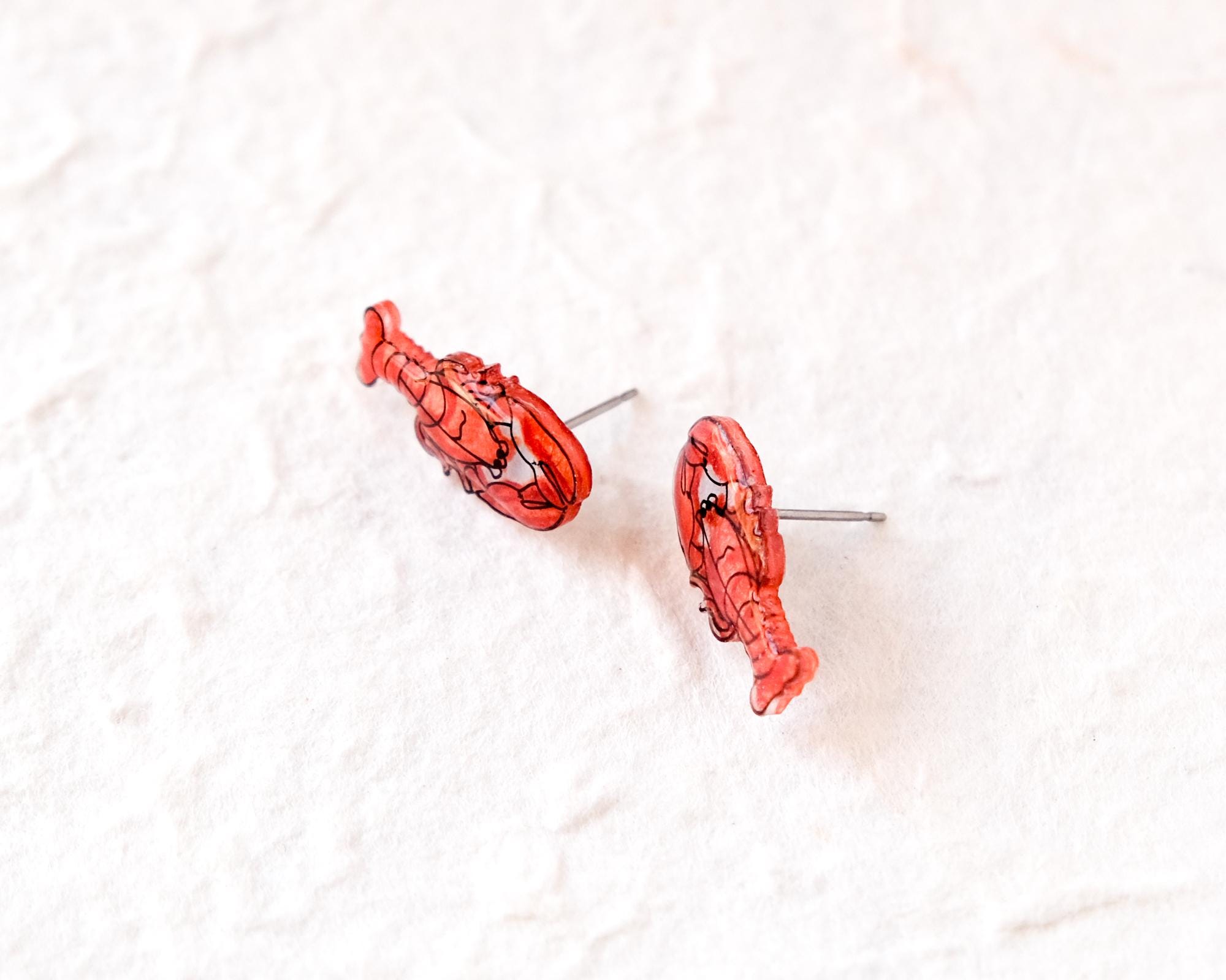 Red Lobster Stud Earrings – Summer Nautical Ocean Fisherman Core Coastal Seafood Gift