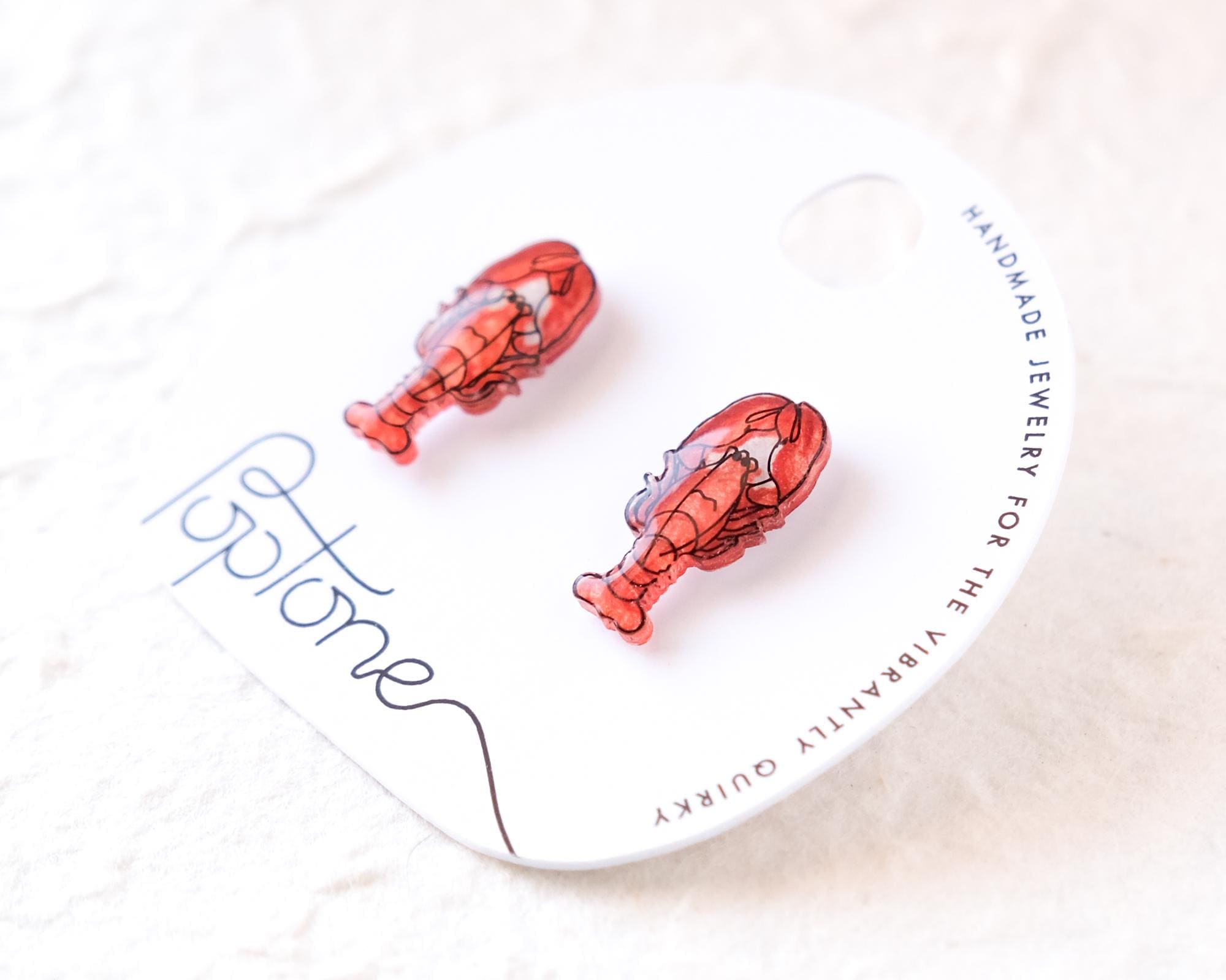 Red Lobster Stud Earrings – Summer Nautical Ocean Fisherman Core Coastal Seafood Gift