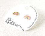 Load image into Gallery viewer, Small Handmade Pastel Rainbow Arch Stud Earrings
