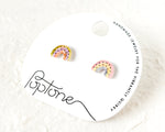 Load image into Gallery viewer, Small Handmade Pastel Rainbow Arch Stud Earrings

