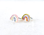 Load image into Gallery viewer, Small Handmade Pastel Rainbow Arch Stud Earrings
