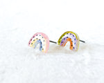 Load image into Gallery viewer, Small Handmade Pastel Rainbow Arch Stud Earrings
