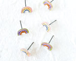 Load image into Gallery viewer, Small Handmade Pastel Rainbow Arch Stud Earrings
