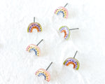 Load image into Gallery viewer, Small Handmade Pastel Rainbow Arch Stud Earrings
