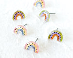 Load image into Gallery viewer, Small Handmade Pastel Rainbow Arch Stud Earrings
