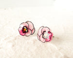 Load image into Gallery viewer, Pink Pansy Cottagecore Stud Earrings
