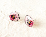 Load image into Gallery viewer, Pink Pansy Cottagecore Stud Earrings
