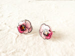 Load image into Gallery viewer, Pink Pansy Cottagecore Stud Earrings
