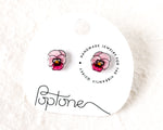 Load image into Gallery viewer, Pink Pansy Cottagecore Stud Earrings
