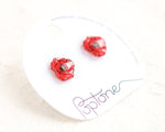 Load image into Gallery viewer, Red Poppy Flower Stud Earrings
