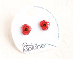 Load image into Gallery viewer, Red Poppy Flower Stud Earrings

