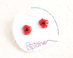 Load image into Gallery viewer, Red Poppy Flower Stud Earrings
