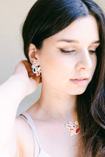 Load image into Gallery viewer, HENRIETTA : Vintage-Inspired pear-cut modern resin statement earrings
