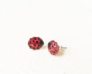 Cute Red Ladybug Insect Stud Earrings