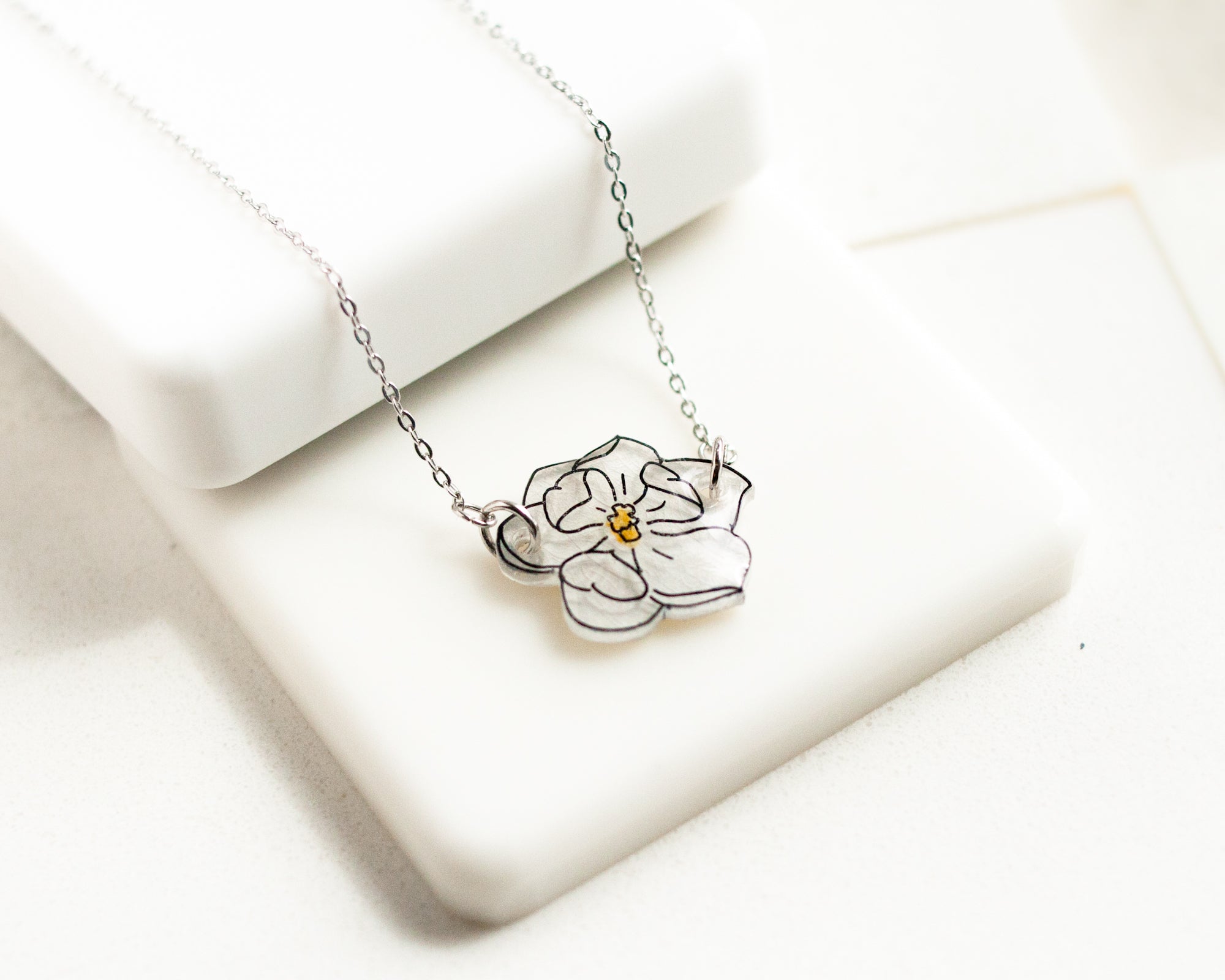 White Magnolia Flower Necklace