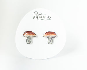 Porcini Mushroom Woodland Forest Stud Earrings
