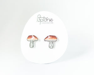 Porcini Mushroom Woodland Forest Stud Earrings