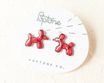 Load image into Gallery viewer, Red Balloon Dog Earrings
