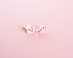 Load image into Gallery viewer, Spanish Valentine Candy Heart Earrings: TE AMO + BELLA

