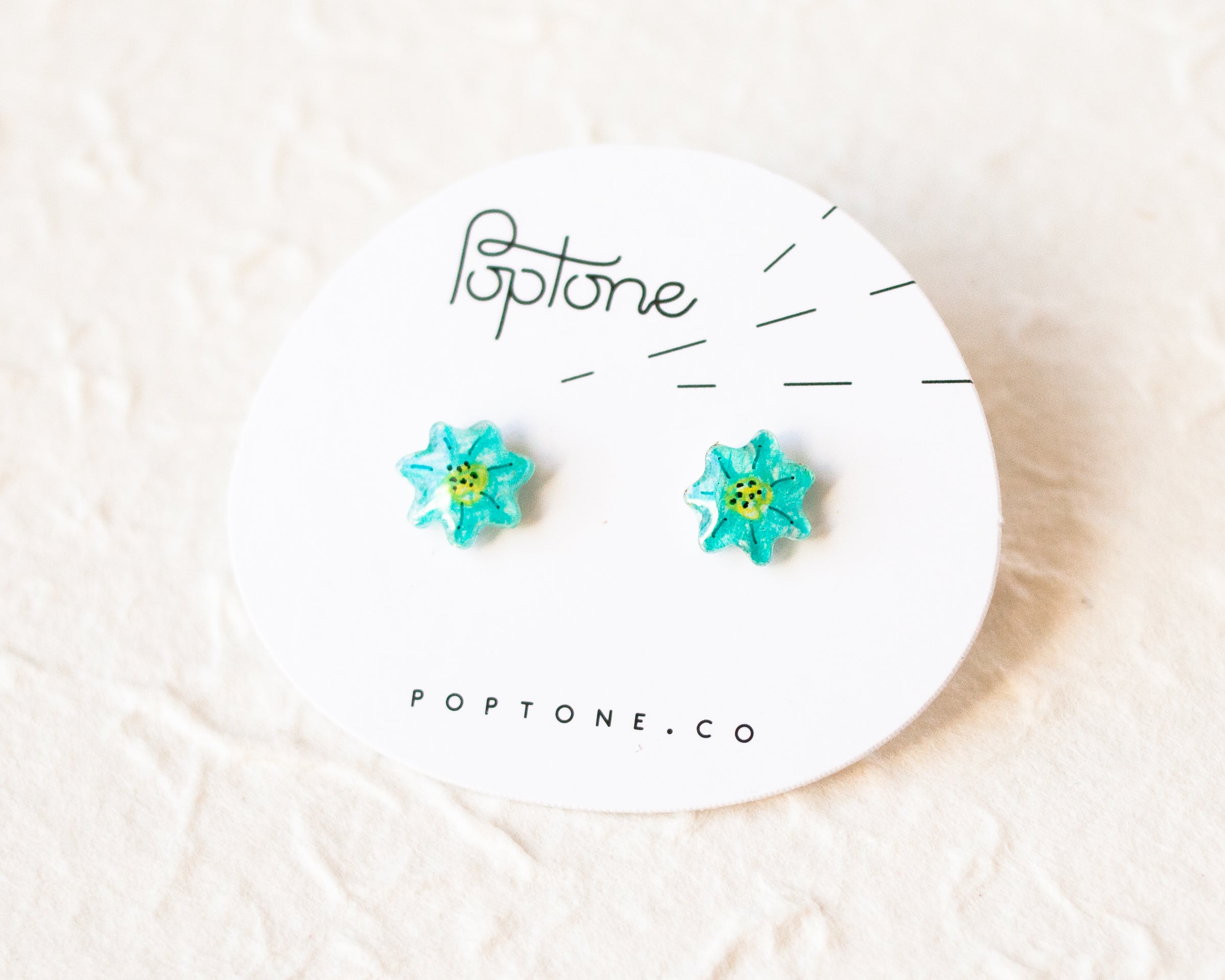 Petite Fleurs: Tiny Aqua Flower Stud Earrings