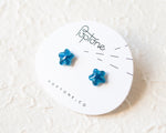 Load image into Gallery viewer, Petite Fleurs: Minimalist Blue Flower Bridal Earrings
