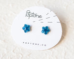 Load image into Gallery viewer, Petite Fleurs: Minimalist Blue Flower Bridal Earrings

