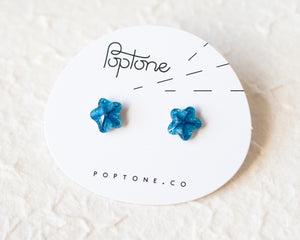 Petite Fleurs: Minimalist Blue Flower Bridal Earrings
