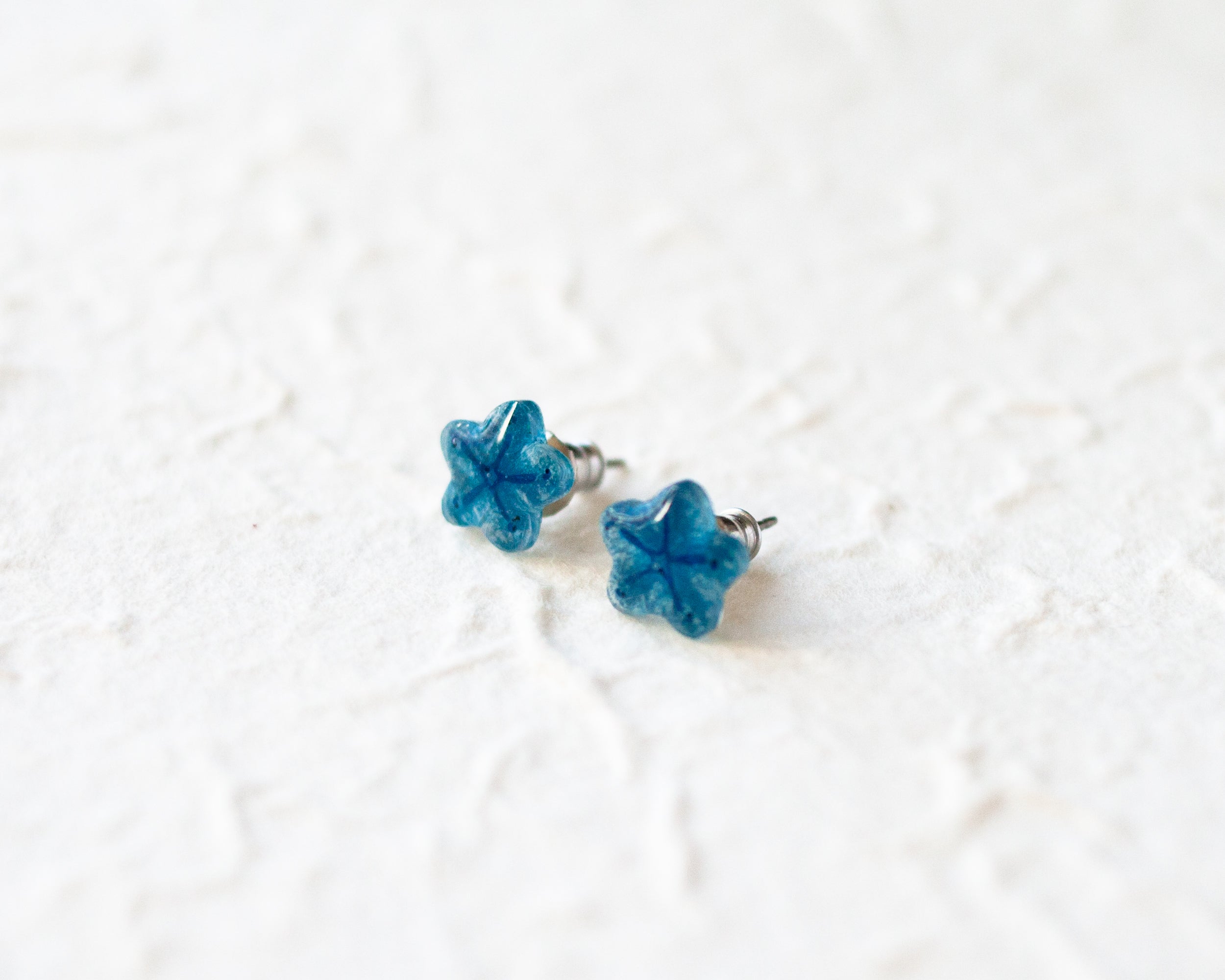 Petite Fleurs: Minimalist Blue Flower Bridal Earrings