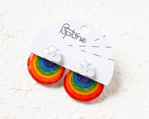 Rainbow & Cloud Earrings / Rainbow Ear Jackets / Pride Earrings