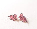 Load image into Gallery viewer, Pink Triceratops Dinosaur Stud Earrings
