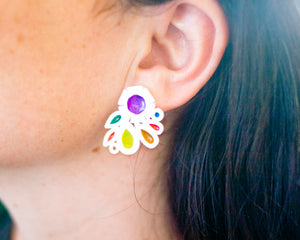 VIOLET : Vintage-Inspired floral contemporary statement earrings