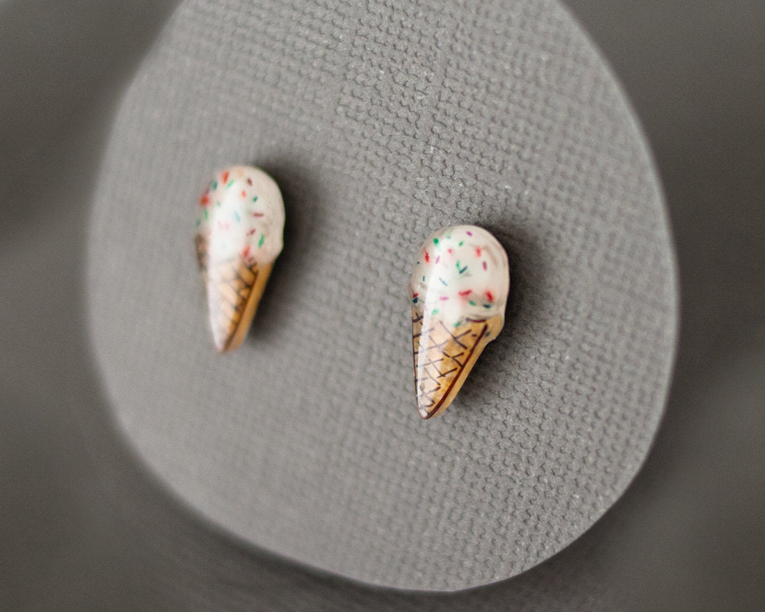 Ice Cream Cone Stud Earrings