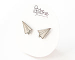 Load image into Gallery viewer, Paper Airplane Stud Earrings
