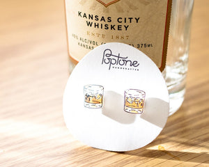 Whiskey Glass Stud Earrings