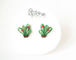 Load image into Gallery viewer, Tiny Plant Earrings, potted succulent stud earrings

