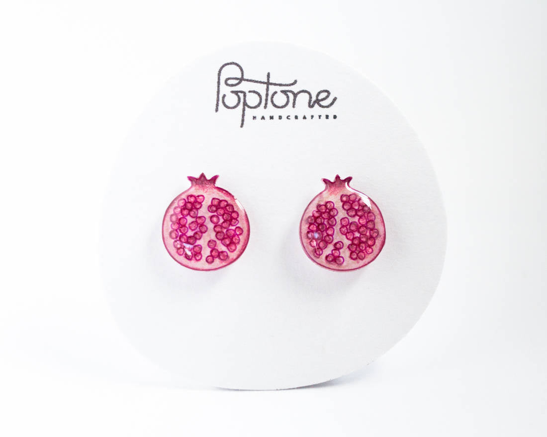 Pomegranate Fruit Stud Earrings