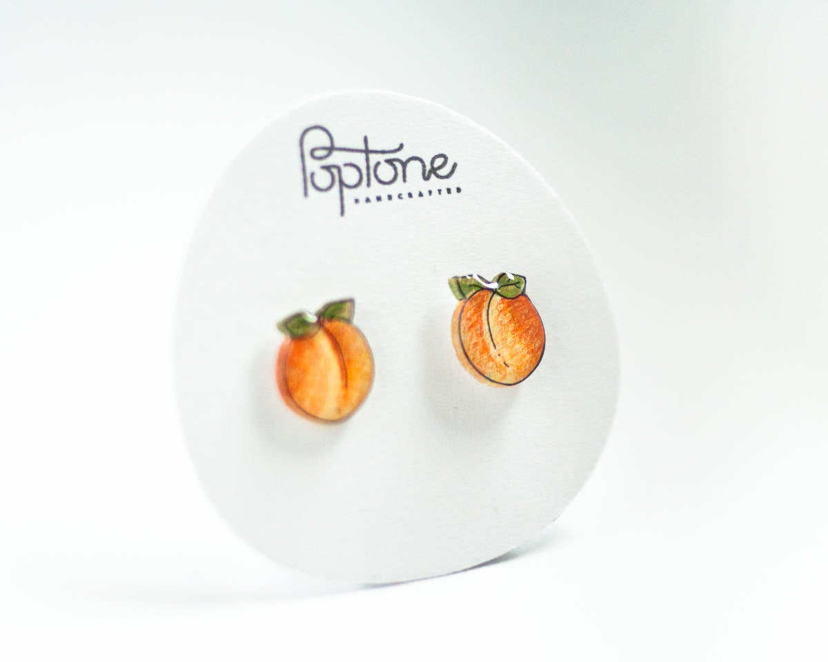 Peach Fruit Stud Earrings