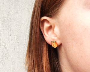 Peach Fruit Stud Earrings