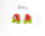 Load image into Gallery viewer, Red Poppy Stud Earrings with Ear Jackets
