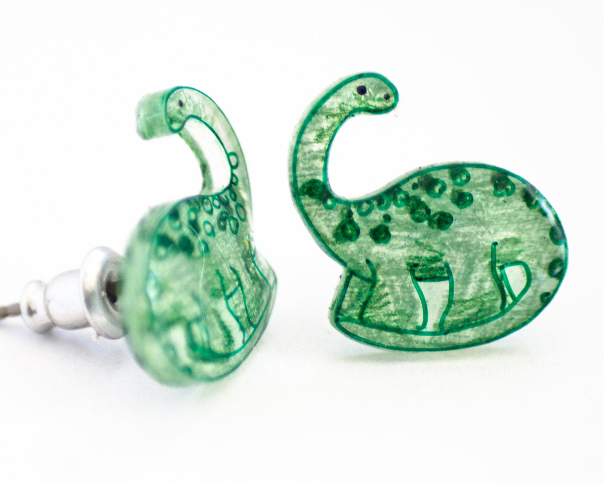 Cute Brontosaurus Dinosaur Stud Earrings