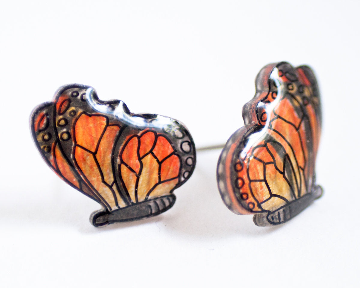 Monarch Butterfly Stud Earrings