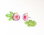 Load image into Gallery viewer, Fig Statement Earrings with Leaf Ear Jackets
