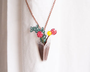 Flower Bouquet Vase Necklace