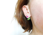 Load image into Gallery viewer, Fig Statement Earrings with Leaf Ear Jackets
