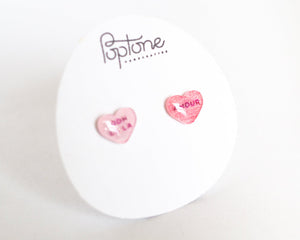 French Candy Valentine Heart Stud Earrings - ooh la la + amour