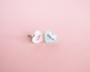 Conversation Heart Stud Earrings - LOL+YOLO