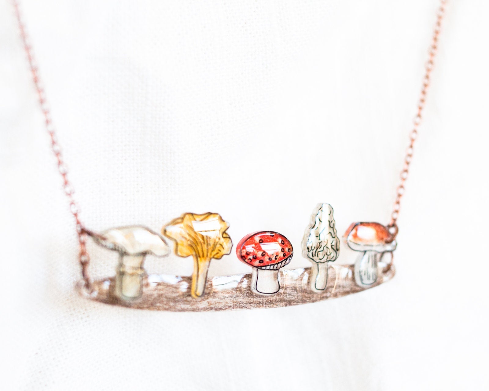 Woodland Mushrooms Statement Necklace
