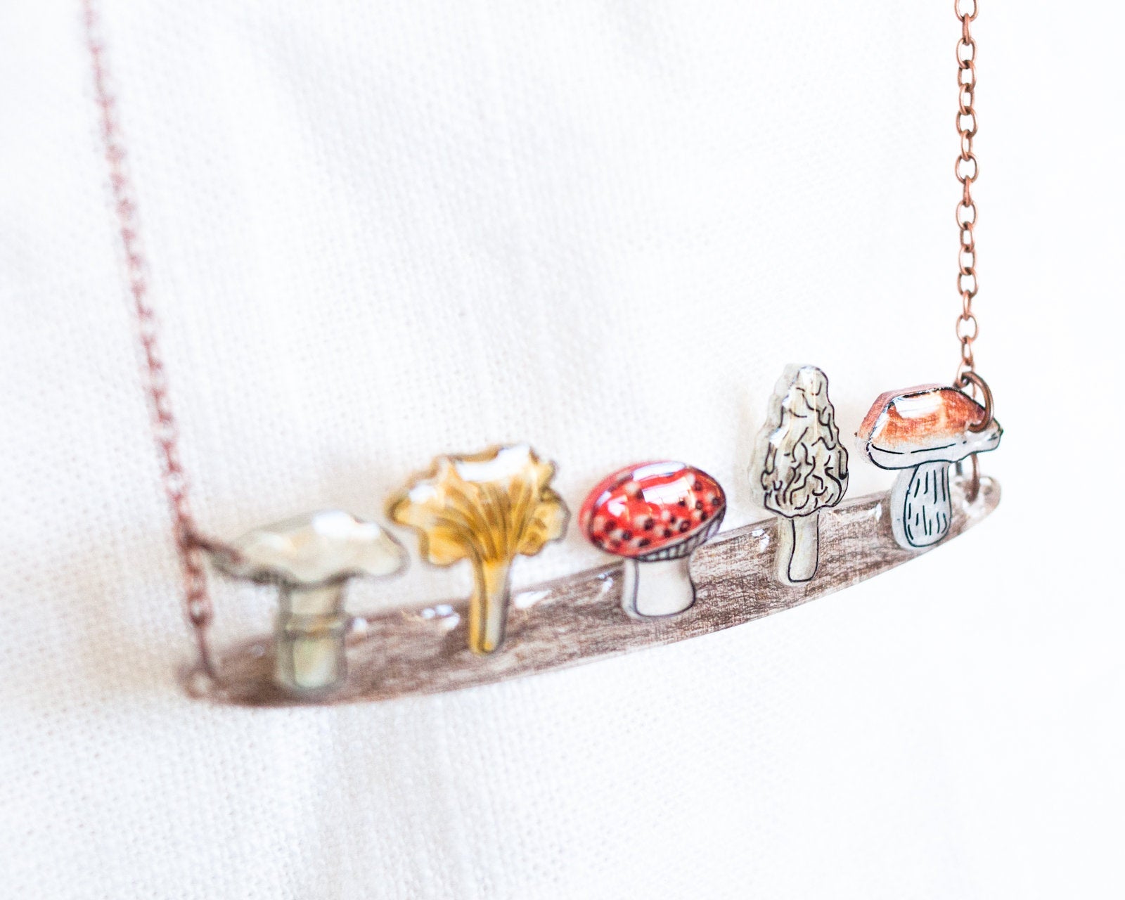 Woodland Mushrooms Statement Necklace